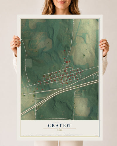 Map of Gratiot, Ohio, 24 x 36 inch unframed archival matte print