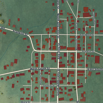 Second close-up of the map of Gratis, Ohio print showing more streets and buildings