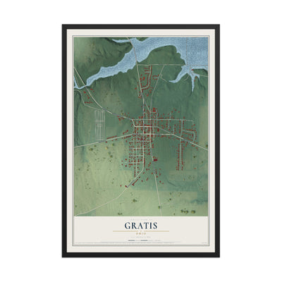 Map of Gratis, Ohio, 12 x 18 inch print in a black wood frame