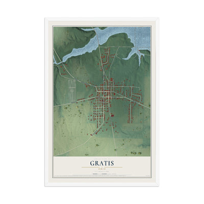 Map of Gratis, Ohio, 12 x 18 inch print in a white wood frame