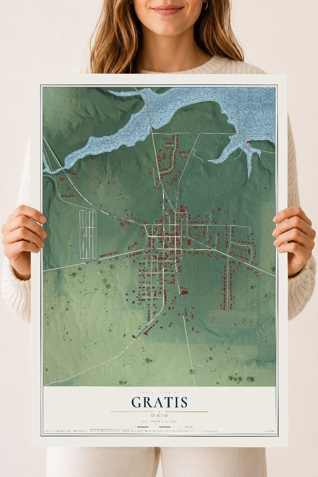 Map of Gratis, Ohio, 18 x 24 inch unframed archival matte print