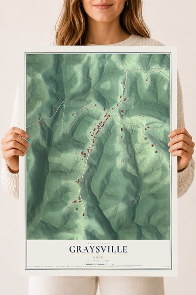 Map of Graysville, Ohio, 18 x 24 inch unframed archival matte print