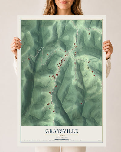 Map of Graysville, Ohio, 24 x 36 inch unframed archival matte print