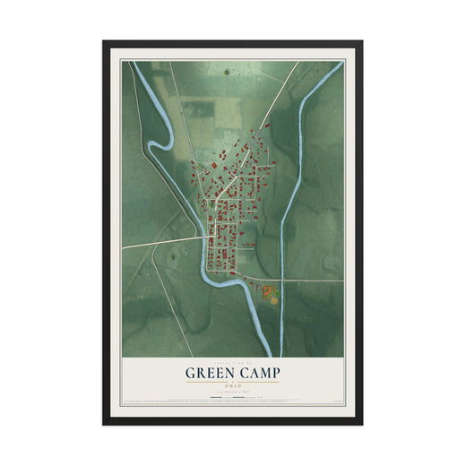 Map of Green Camp, Ohio, 12 x 18 inch print in a black wood frame