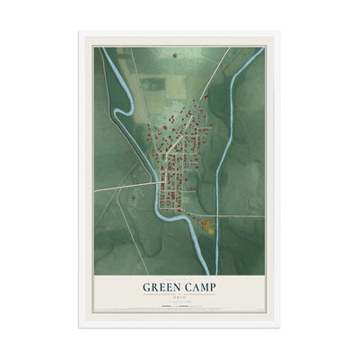 Map of Green Camp, Ohio, 12 x 18 inch print in a white wood frame