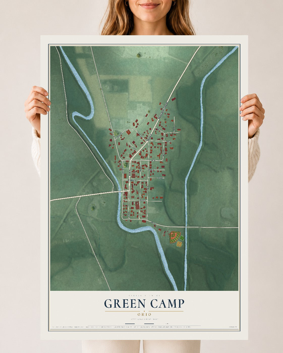 Map of Green Camp, Ohio, 24 x 36 inch unframed archival matte print