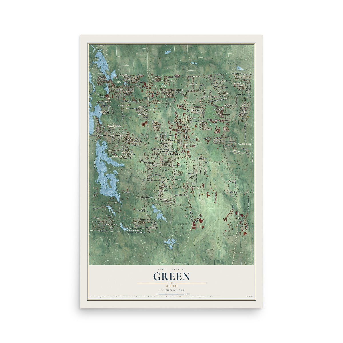 Map of Green, Ohio, 12 x 18 inch unframed archival matte print
