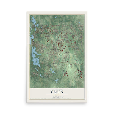 Map of Green, Ohio, 12 x 18 inch unframed archival matte print