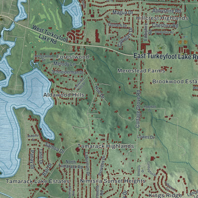 Second close-up of the map of Green, Ohio print showing more streets and buildings