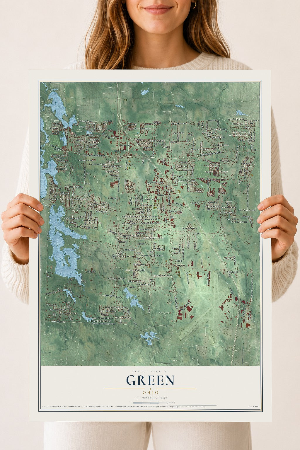 Map of Green, Ohio, 18 x 24 inch unframed archival matte print