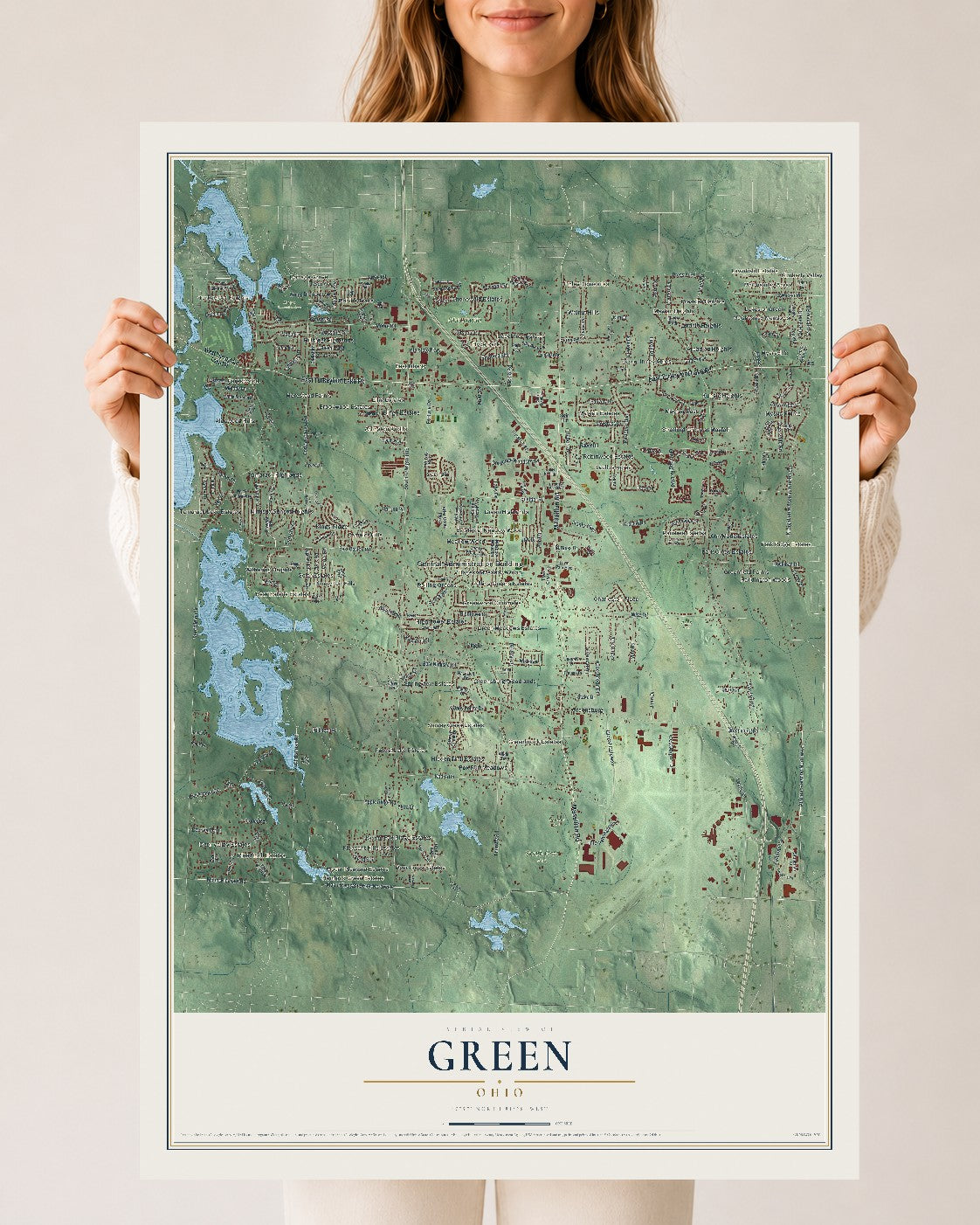 Map of Green, Ohio, 24 x 36 inch unframed archival matte print