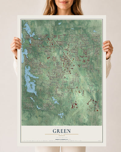 Map of Green, Ohio, 24 x 36 inch unframed archival matte print