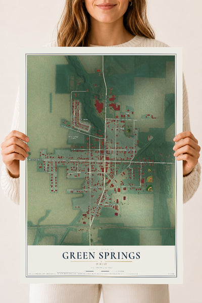 Map of Green Springs, Ohio, 18 x 24 inch unframed archival matte print