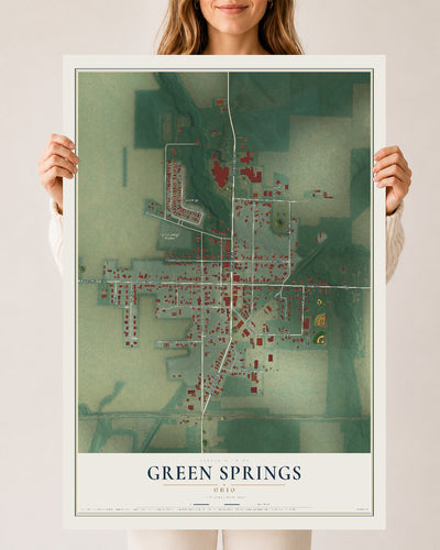 Map of Green Springs, Ohio, 24 x 36 inch unframed archival matte print