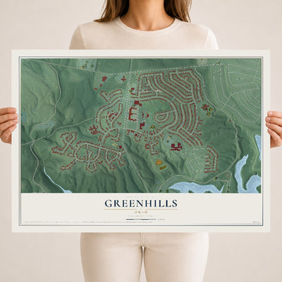 Map of Greenhills, Ohio, 18 x 24 inch unframed archival matte print