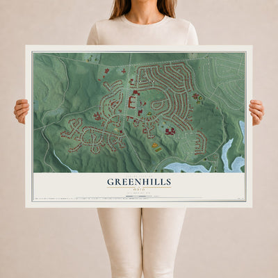 Map of Greenhills, Ohio, 24 x 36 inch unframed archival matte print