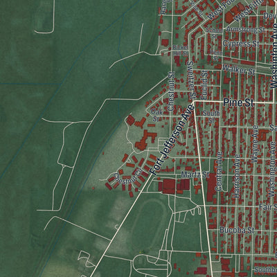 Second close-up of the map of Greenville, Ohio print showing more streets and buildings