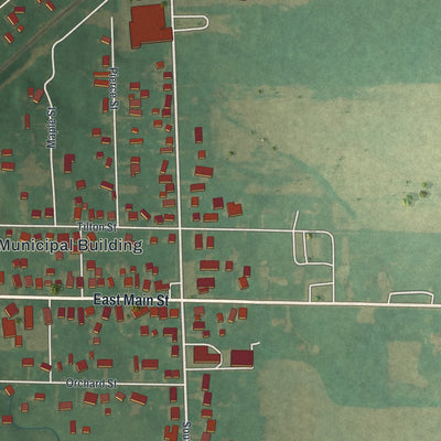Second close-up of the map of Greenwich, Ohio print showing more streets and buildings