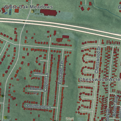 Close-up of the map of Groesbeck, Ohio print showing street and building detail