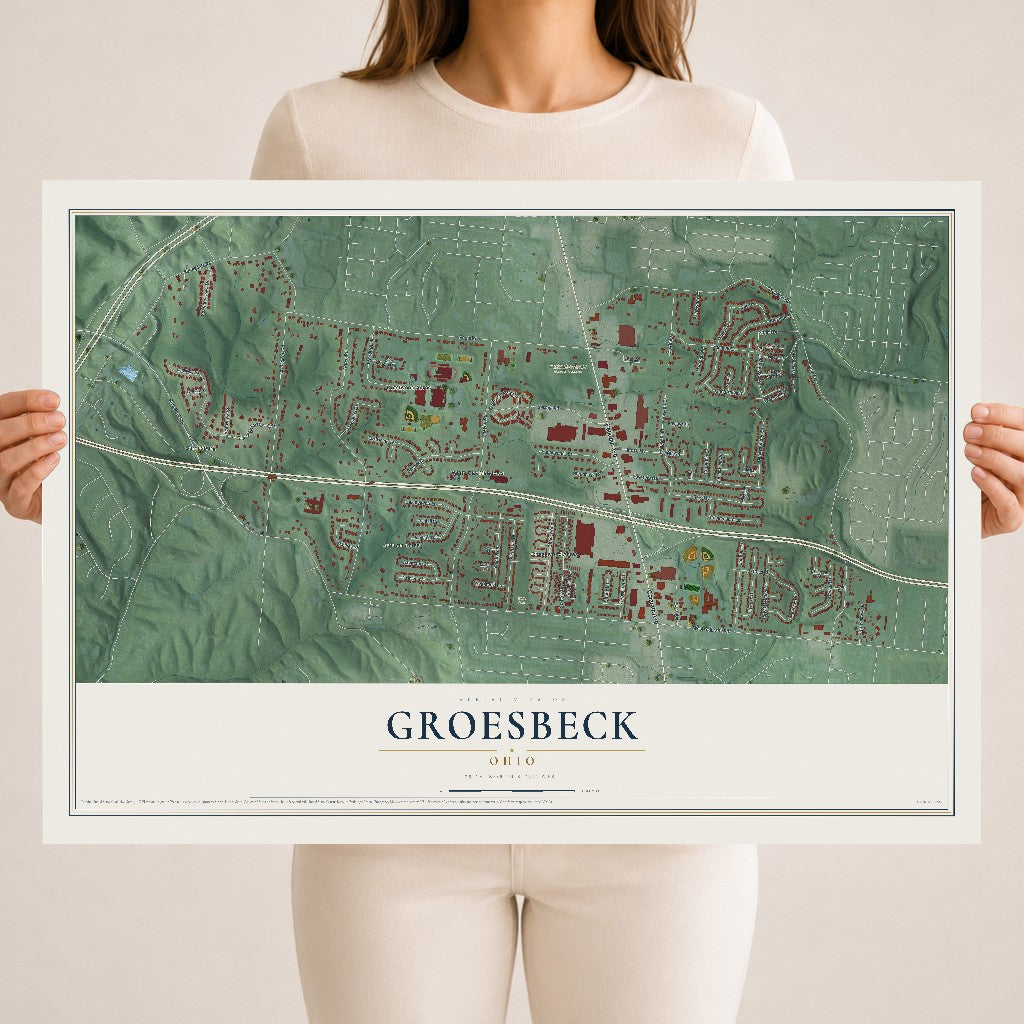 Map of Groesbeck, Ohio, 18 x 24 inch unframed archival matte print