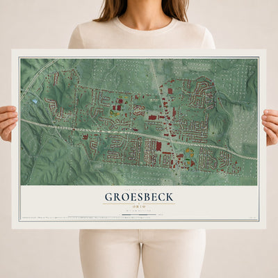 Map of Groesbeck, Ohio, 18 x 24 inch unframed archival matte print