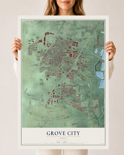 Map of Grove City, Ohio, 24 x 36 inch unframed archival matte print