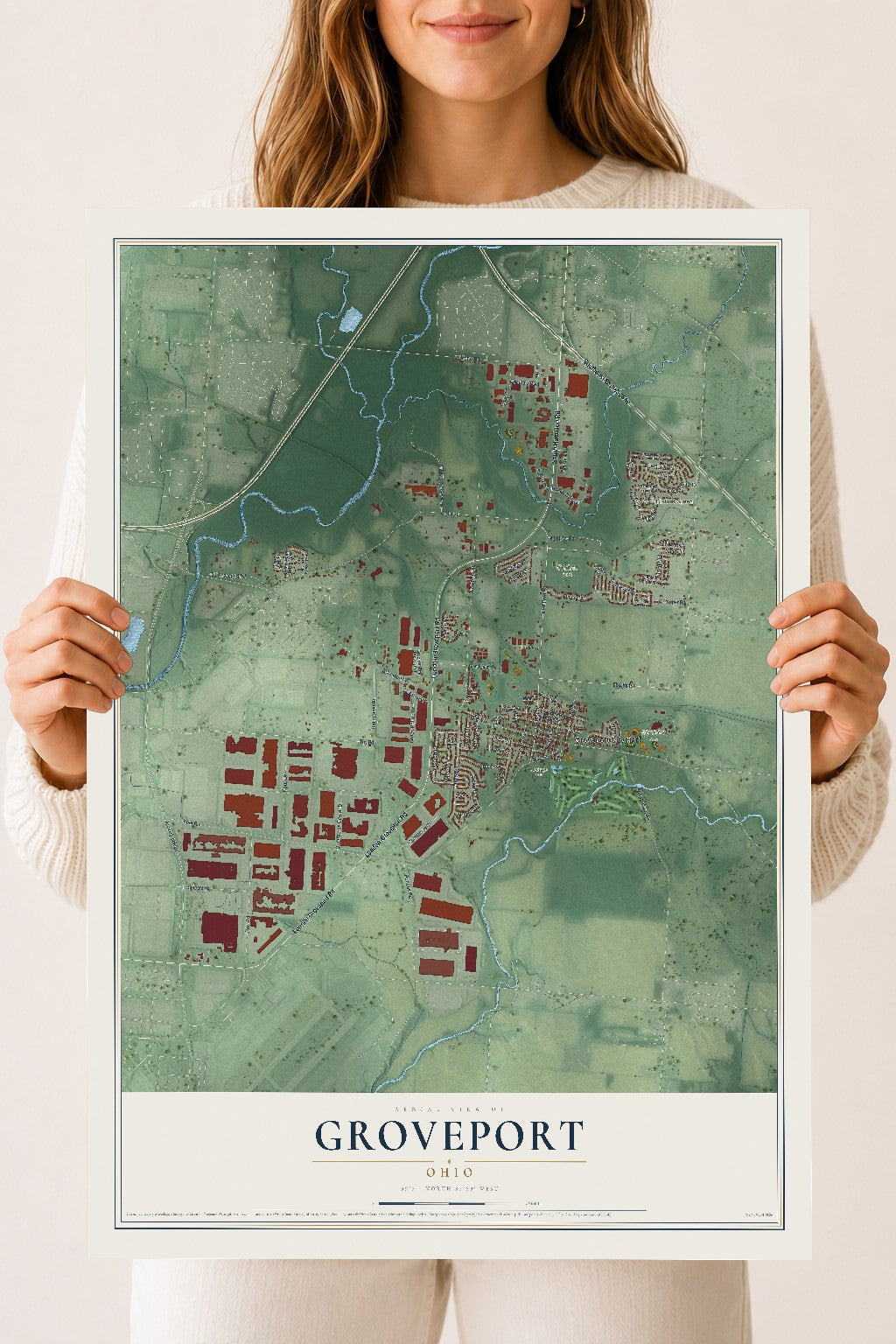 Map of Groveport, Ohio, 18 x 24 inch unframed archival matte print
