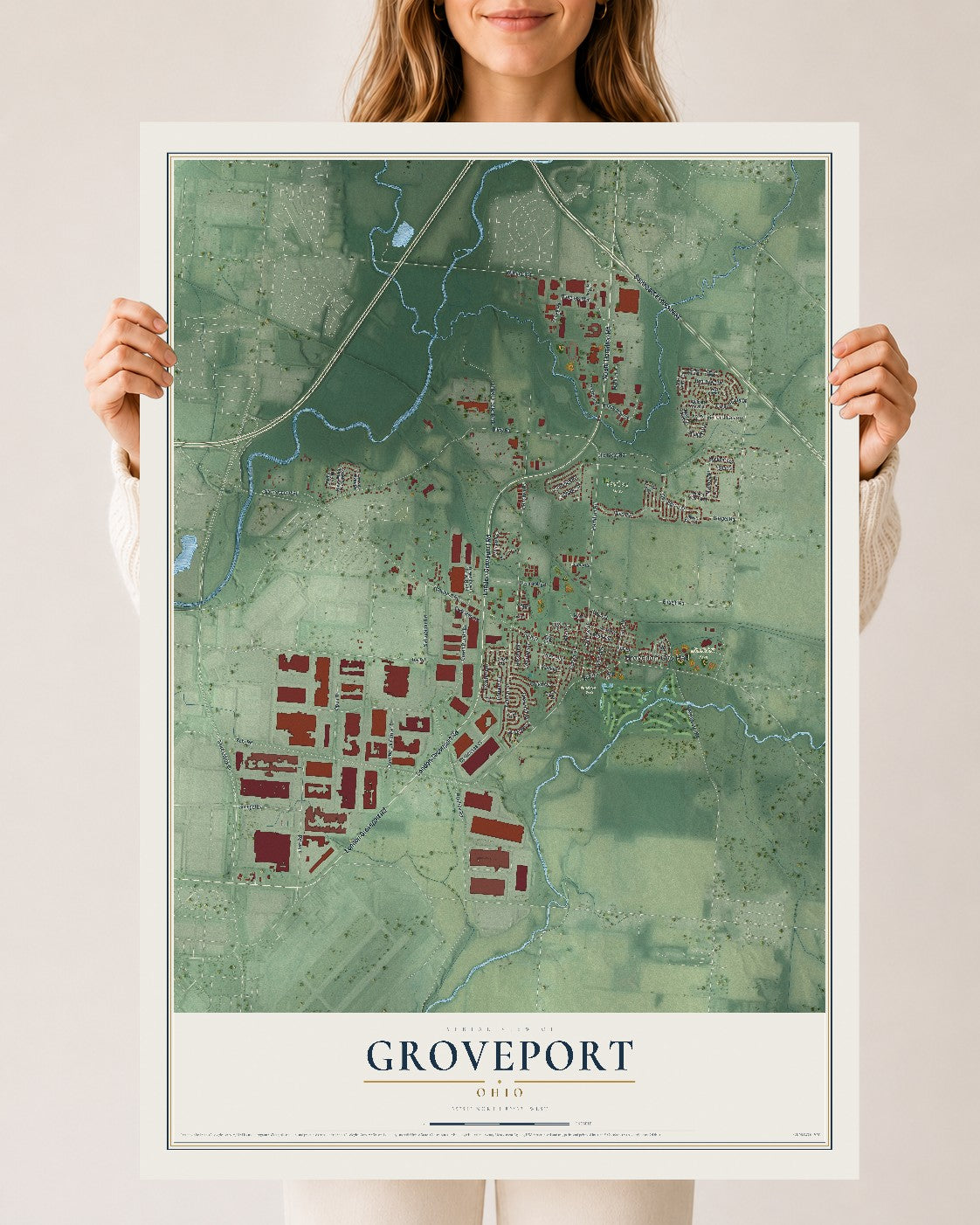 Map of Groveport, Ohio, 24 x 36 inch unframed archival matte print