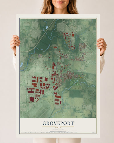 Map of Groveport, Ohio, 24 x 36 inch unframed archival matte print