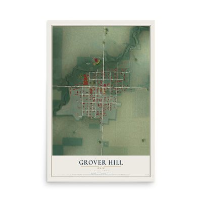 Map of Grover Hill, Ohio, 12 x 18 inch unframed archival matte print