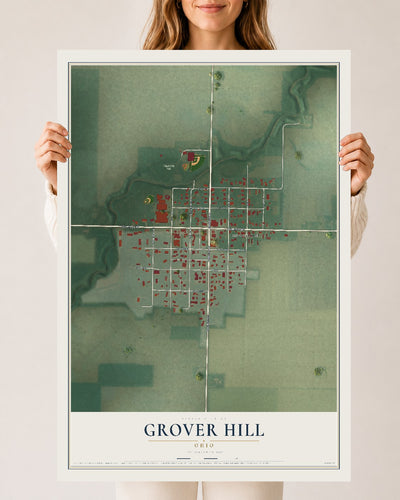 Map of Grover Hill, Ohio, 24 x 36 inch unframed archival matte print