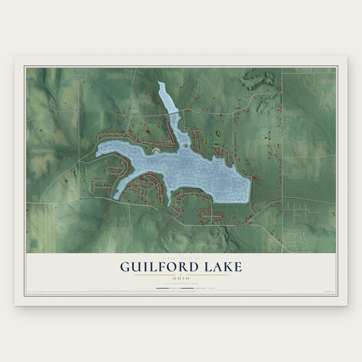 Guilford Lake, Ohio map print, the full design