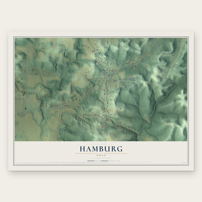 Hamburg, Ohio map print, the full design