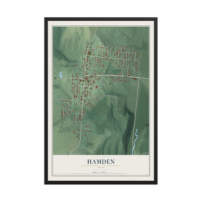 Map of Hamden, Ohio, 12 x 18 inch print in a black wood frame