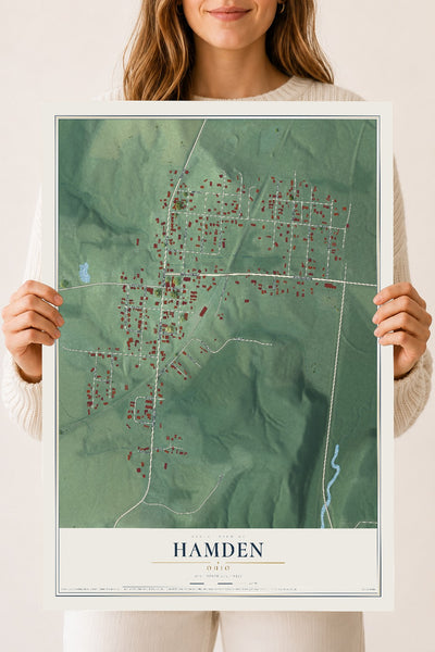 Map of Hamden, Ohio, 18 x 24 inch unframed archival matte print