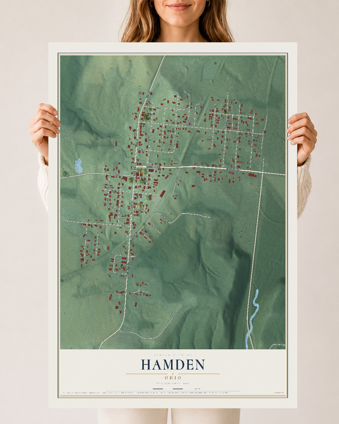 Map of Hamden, Ohio, 24 x 36 inch unframed archival matte print