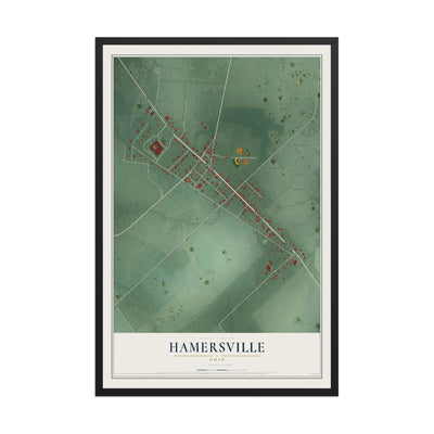 Map of Hamersville, Ohio, 12 x 18 inch print in a black wood frame