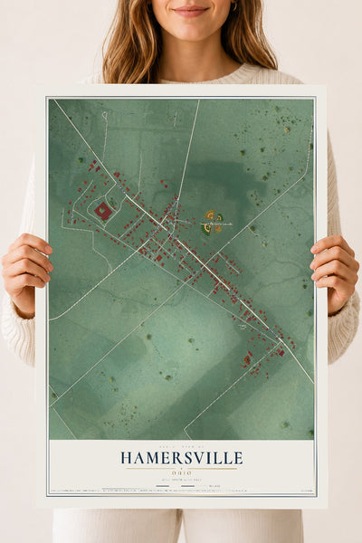 Map of Hamersville, Ohio, 18 x 24 inch unframed archival matte print