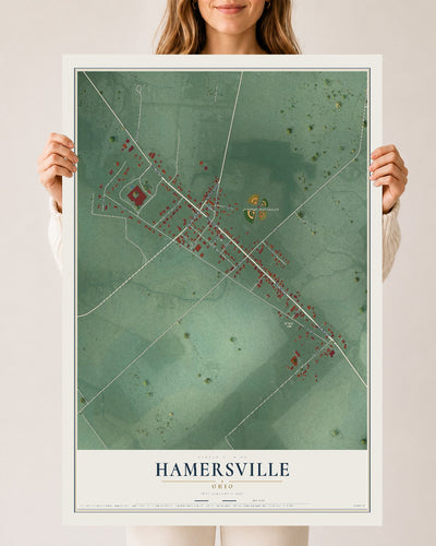 Map of Hamersville, Ohio, 24 x 36 inch unframed archival matte print