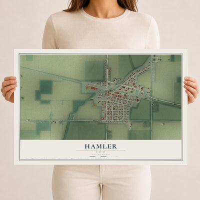 Map of Hamler, Ohio, 12 x 18 inch unframed archival matte print
