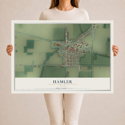 Map of Hamler, Ohio, 24 x 36 inch unframed archival matte print