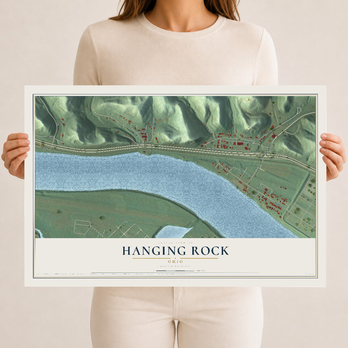 Map of Hanging Rock, Ohio, 12 x 18 inch unframed archival matte print