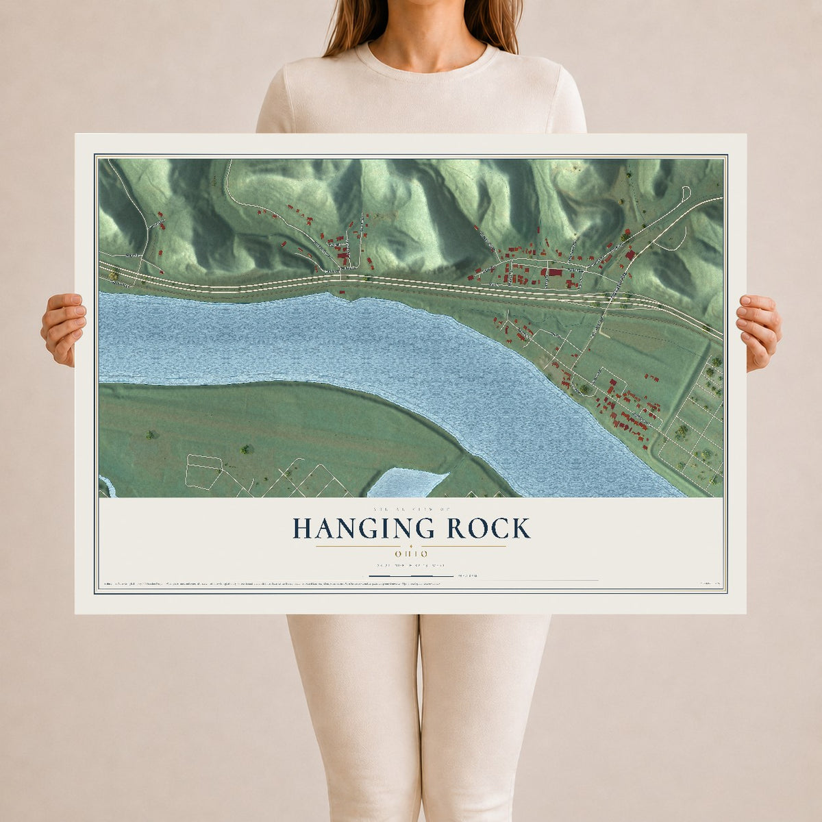Map of Hanging Rock, Ohio, 24 x 36 inch unframed archival matte print