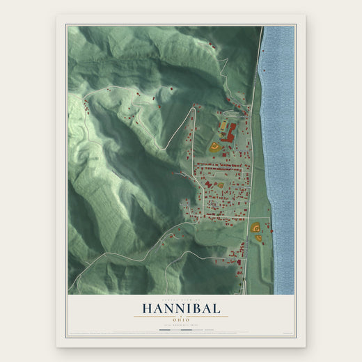 Hannibal, Ohio map print, the full design