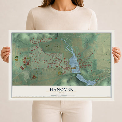 Map of Hanover, Ohio, 12 x 18 inch unframed archival matte print