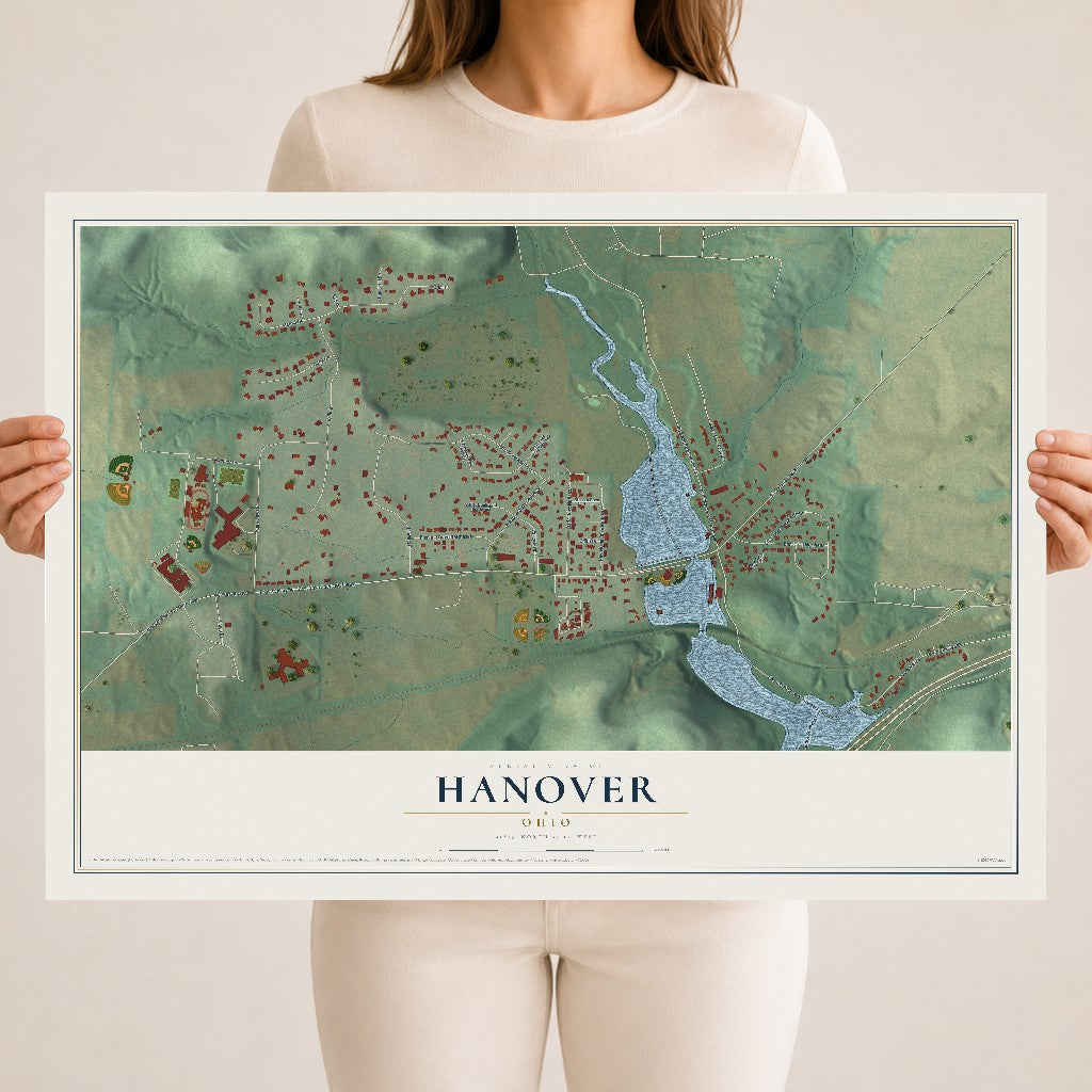 Map of Hanover, Ohio, 18 x 24 inch unframed archival matte print