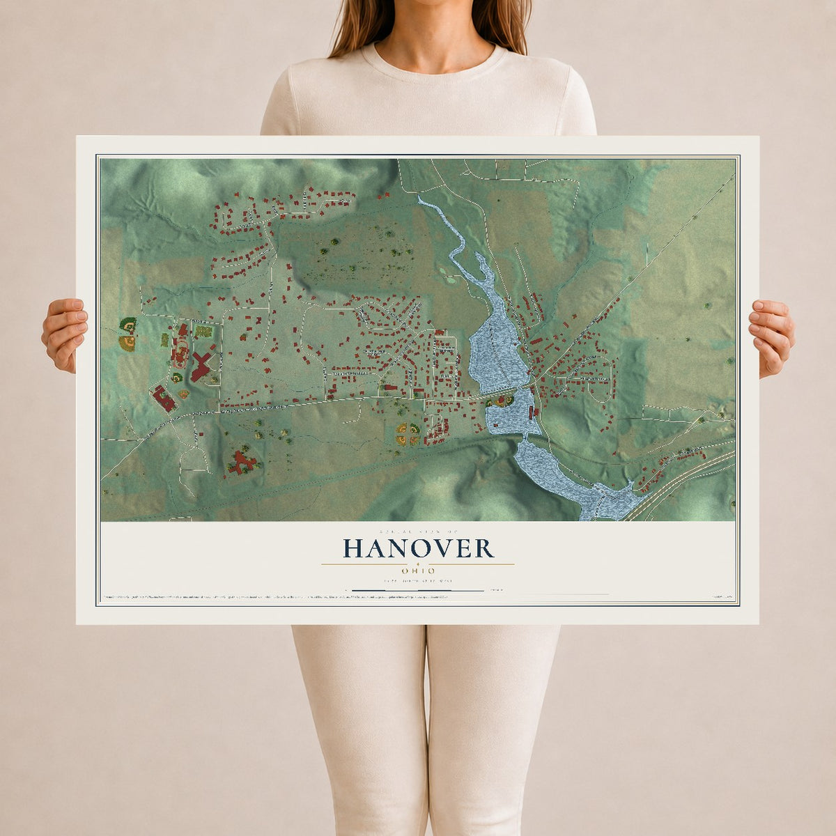 Map of Hanover, Ohio, 24 x 36 inch unframed archival matte print