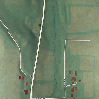 Second close-up of the map of Hanoverton, Ohio print showing more streets and buildings