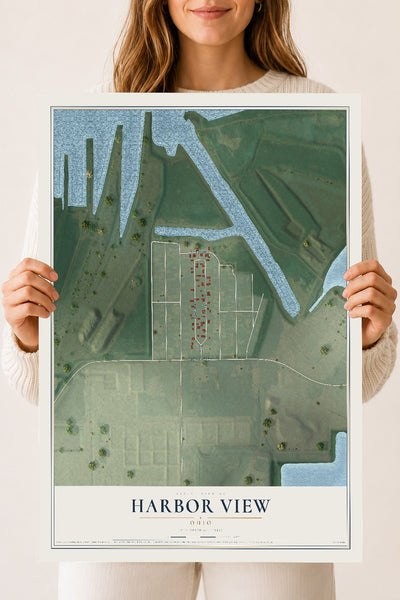 Map of Harbor View, Ohio, 18 x 24 inch unframed archival matte print