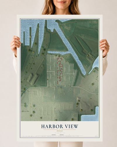 Map of Harbor View, Ohio, 24 x 36 inch unframed archival matte print
